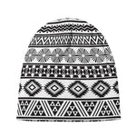 White And Grey Aztec Pattern Print Beanie