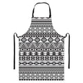 White And Grey Aztec Pattern Print Bib Apron With Pocket