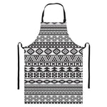 White And Grey Aztec Pattern Print Bib Apron With Pocket
