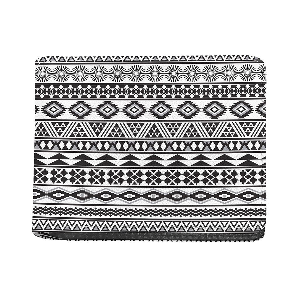 White And Grey Aztec Pattern Print Bifold Wallet