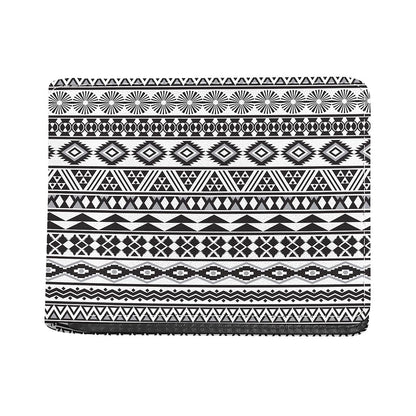 White And Grey Aztec Pattern Print Bifold Wallet