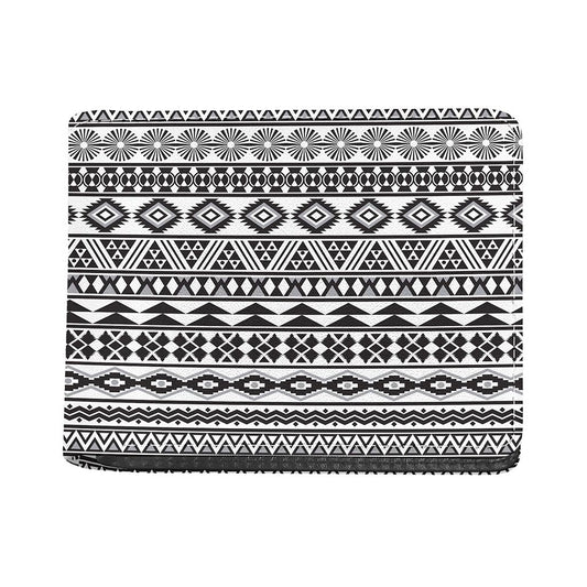 White And Grey Aztec Pattern Print Bifold Wallet
