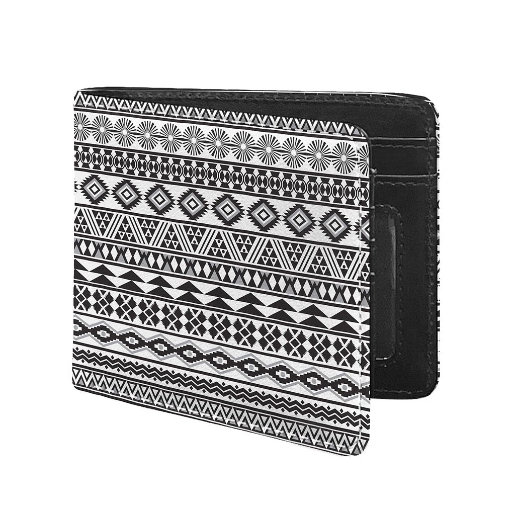 White And Grey Aztec Pattern Print Bifold Wallet