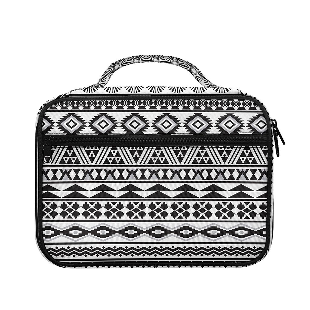 White And Grey Aztec Pattern Print Briefcase Bible Bag