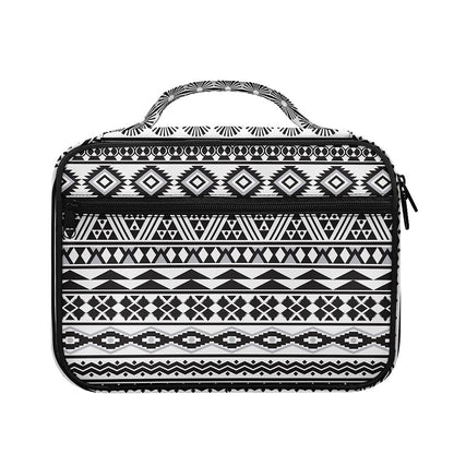 White And Grey Aztec Pattern Print Briefcase Bible Bag