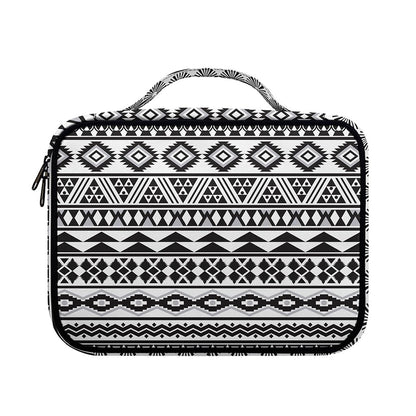 White And Grey Aztec Pattern Print Briefcase Bible Bag