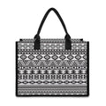 White And Grey Aztec Pattern Print Canvas Tote Bag