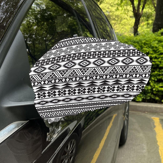 White And Grey Aztec Pattern Print Car Side Mirror Covers