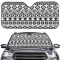 White And Grey Aztec Pattern Print Car Windshield Sun Shade