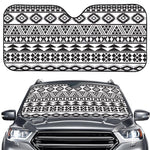 White And Grey Aztec Pattern Print Car Windshield Sun Shade