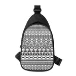 White And Grey Aztec Pattern Print Chest Bag