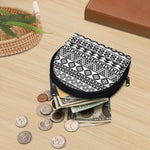 White And Grey Aztec Pattern Print Coin Purse