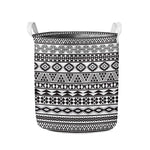 White And Grey Aztec Pattern Print Collapsible Laundry Basket