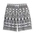 White And Grey Aztec Pattern Print Cotton Shorts