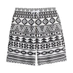 White And Grey Aztec Pattern Print Cotton Shorts