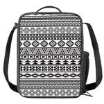 White And Grey Aztec Pattern Print Crossbody Lunch Bag