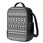 White And Grey Aztec Pattern Print Crossbody Lunch Bag