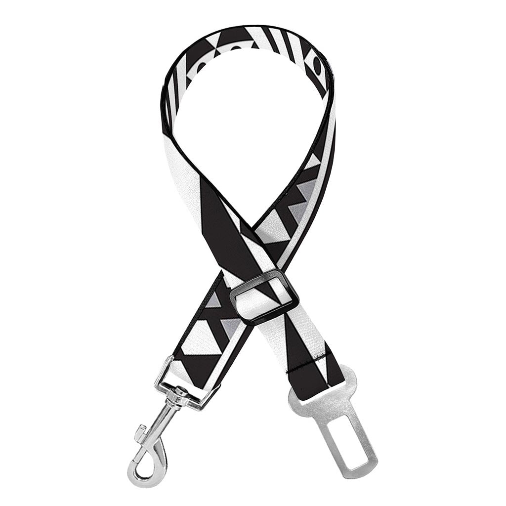 White And Grey Aztec Pattern Print Dog Seat Belt