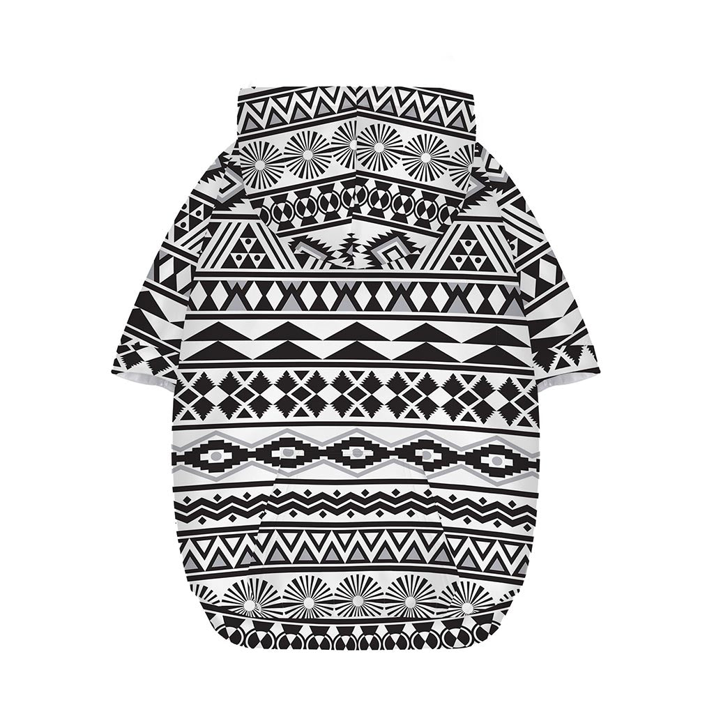 White And Grey Aztec Pattern Print Dog Zip Up Hoodie