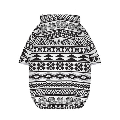 White And Grey Aztec Pattern Print Dog Zip Up Hoodie
