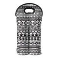White And Grey Aztec Pattern Print Double Neoprene Wine Tote