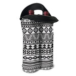 White And Grey Aztec Pattern Print Double Neoprene Wine Tote