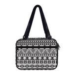 White And Grey Aztec Pattern Print Double Strap Bible Bag