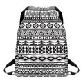 White And Grey Aztec Pattern Print Drawstring Backpack