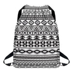 White And Grey Aztec Pattern Print Drawstring Backpack