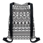 White And Grey Aztec Pattern Print Drawstring Backpack