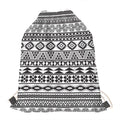 White And Grey Aztec Pattern Print Drawstring Bag