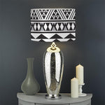 White And Grey Aztec Pattern Print Drum Lamp Shade