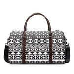 White And Grey Aztec Pattern Print Duffle Bag