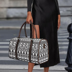 White And Grey Aztec Pattern Print Duffle Bag