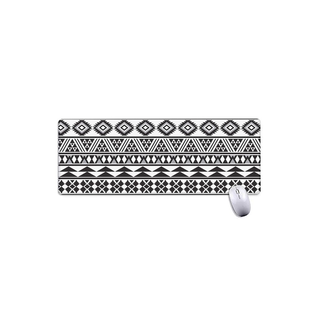 White And Grey Aztec Pattern Print Extended Mouse Pad