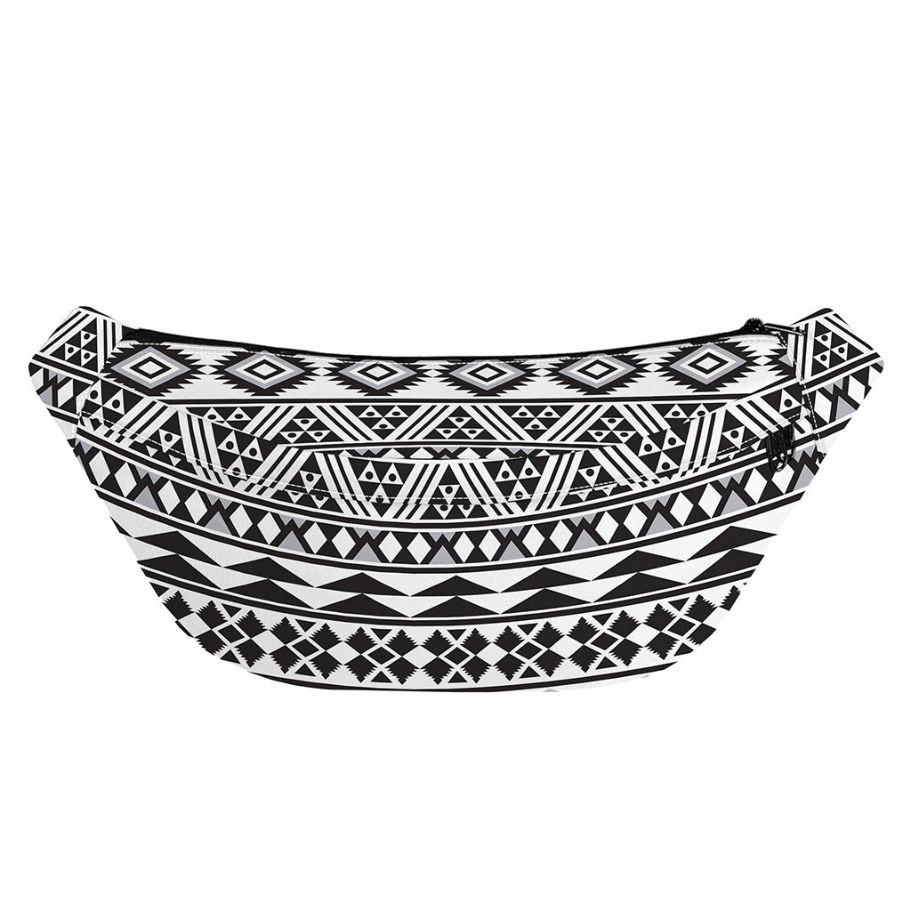 White And Grey Aztec Pattern Print Fanny Pack