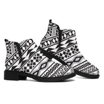 White And Grey Aztec Pattern Print Flat Ankle Boots