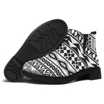 White And Grey Aztec Pattern Print Flat Ankle Boots
