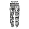 White And Grey Aztec Pattern Print Fleece Lined Knit Pants