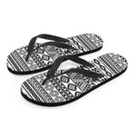 White And Grey Aztec Pattern Print Flip Flops