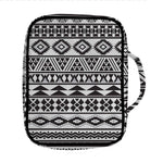 White And Grey Aztec Pattern Print Front Pocket Bible Bag