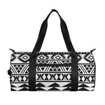 White And Grey Aztec Pattern Print Gym Bag