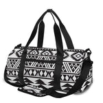 White And Grey Aztec Pattern Print Gym Bag