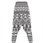 White And Grey Aztec Pattern Print Hammer Pants