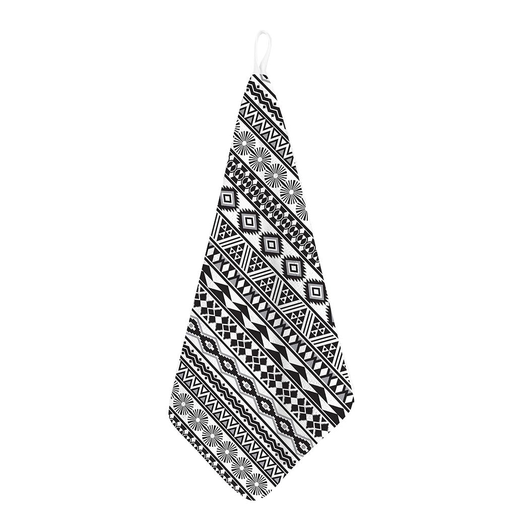 White And Grey Aztec Pattern Print Hand Towel