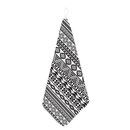 White And Grey Aztec Pattern Print Hand Towel