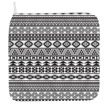 White And Grey Aztec Pattern Print Hand Towel