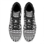 White And Grey Aztec Pattern Print High Top Leather Sneakers