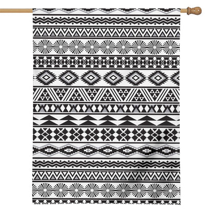 White And Grey Aztec Pattern Print House Flag