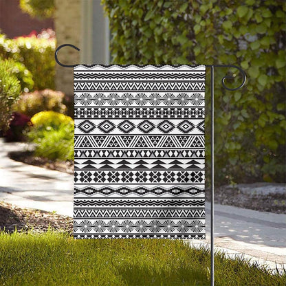 White And Grey Aztec Pattern Print House Flag